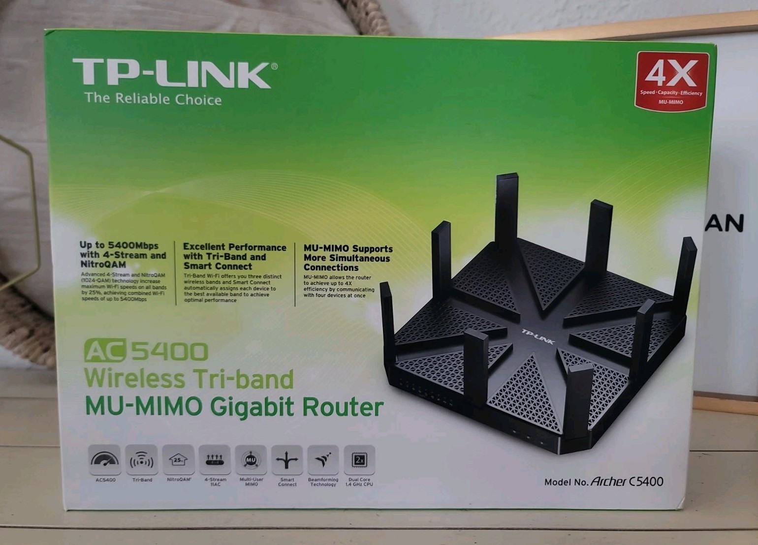 TP-LINK AC5400 Aecher  Wireless Mu-Mimo Gigabit Router - Black