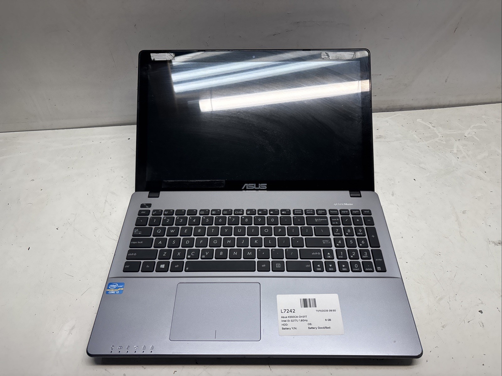 Asus K550CA-DH31T Intel i3-3217U 1.8GHz 6 GB NO HDD