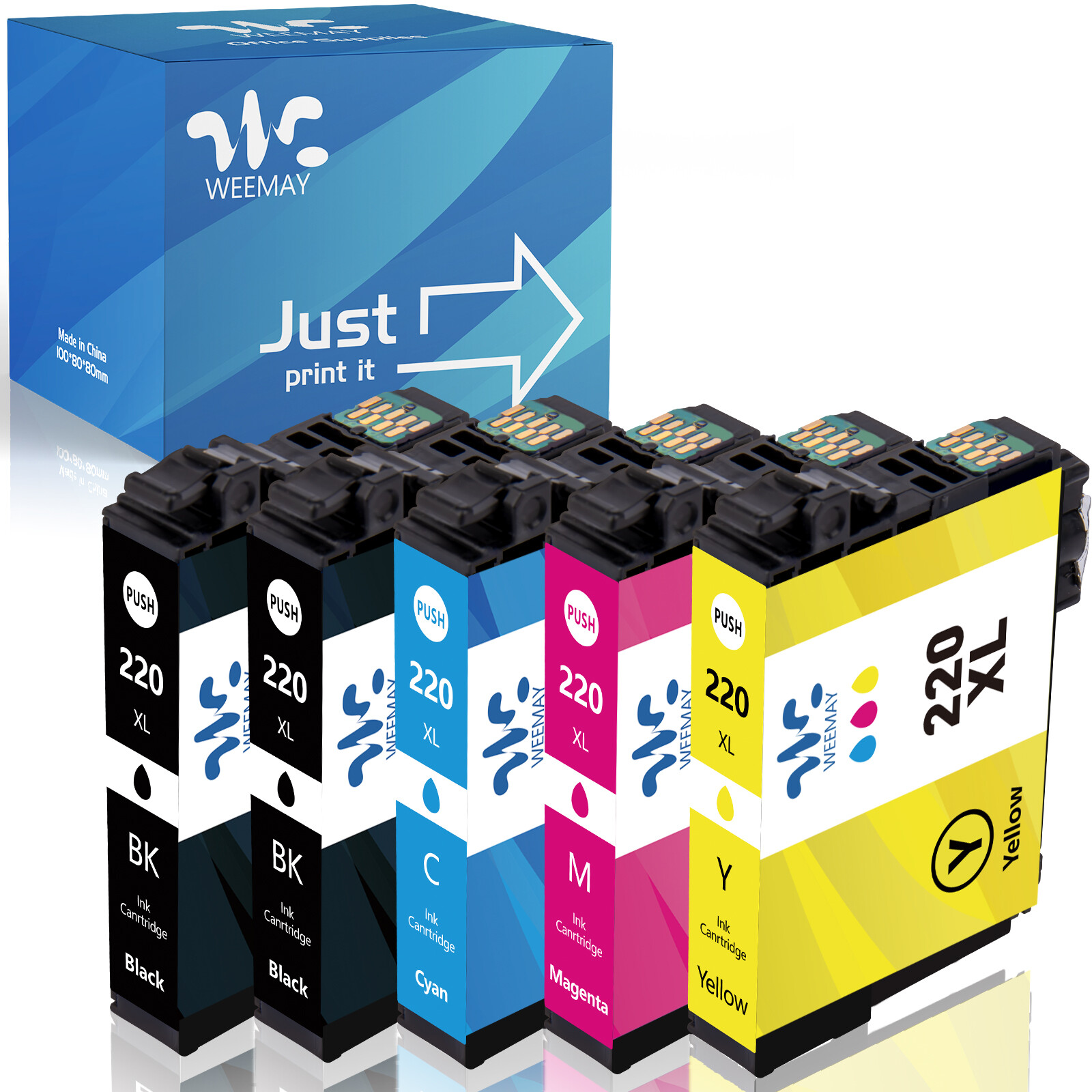 5PK T220XL 220XL Ink For Epson XP-420 XP-424 XP-320 WF2630 WF2660 WF2760 printer