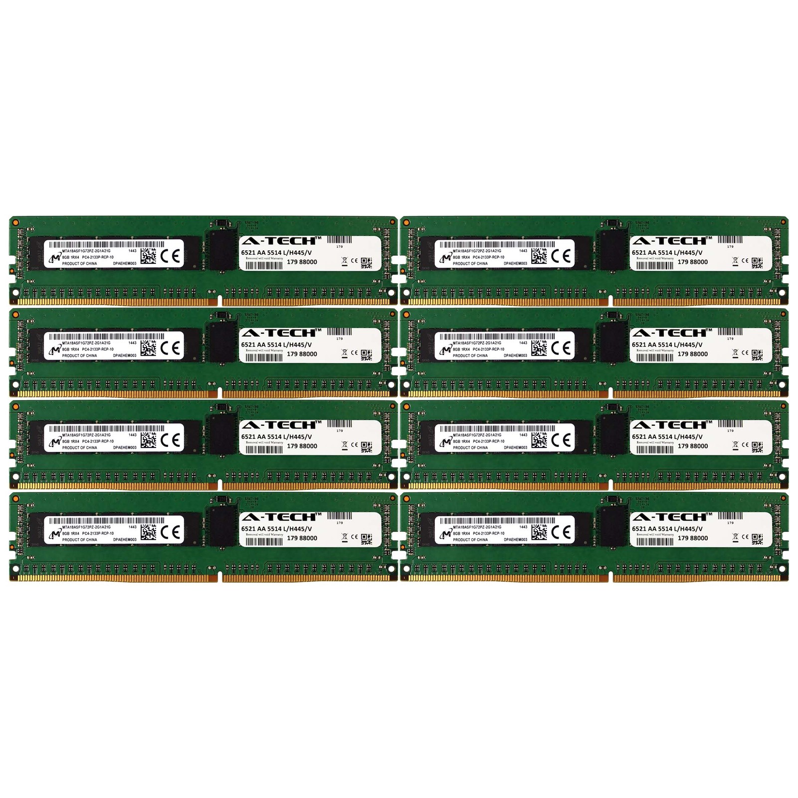 DDR4 2133MHz Micron 64GB Kit 8x 8GB HP Cloudline CL2100 726718-B21 Memory RAM