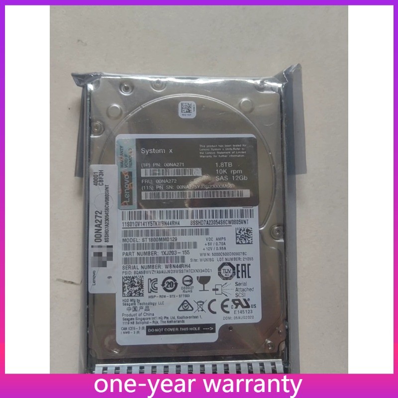 1PCS 00NA271 Lenovo 00NA272 1.8TB 10K 12GBps SAS 2.5" G3HS 512e HDD Hard Drive
