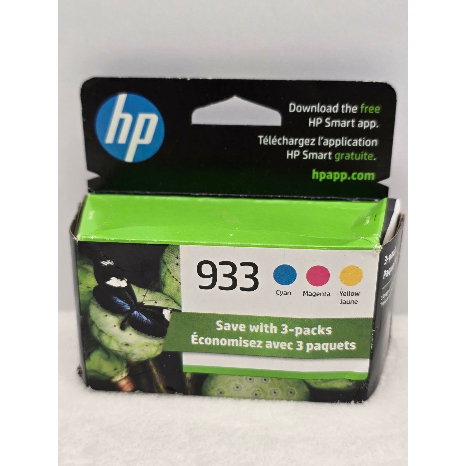 HP 933 Original Ink Cartridges 3-Pack Cyan Magenta Yellow N9H56FN Jan 2027 New
