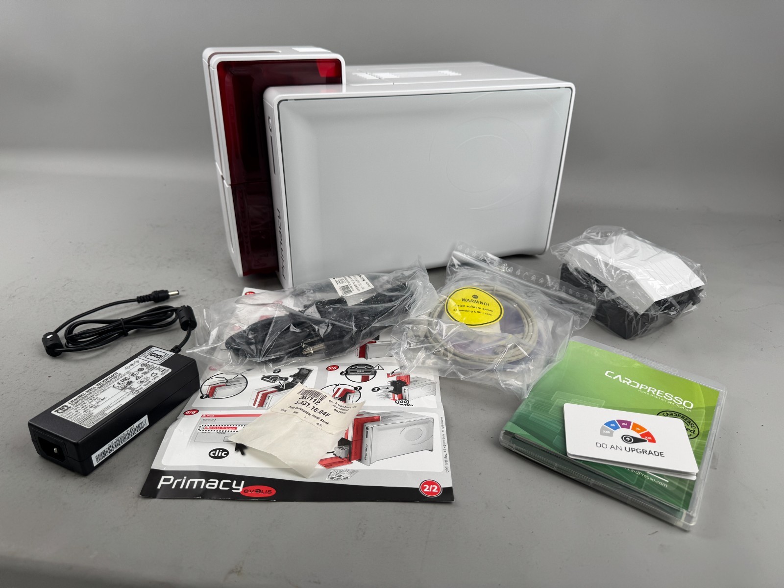 Evolis Primacy ID Card Printer PM1H0000RS Fire Red with Cables Manual