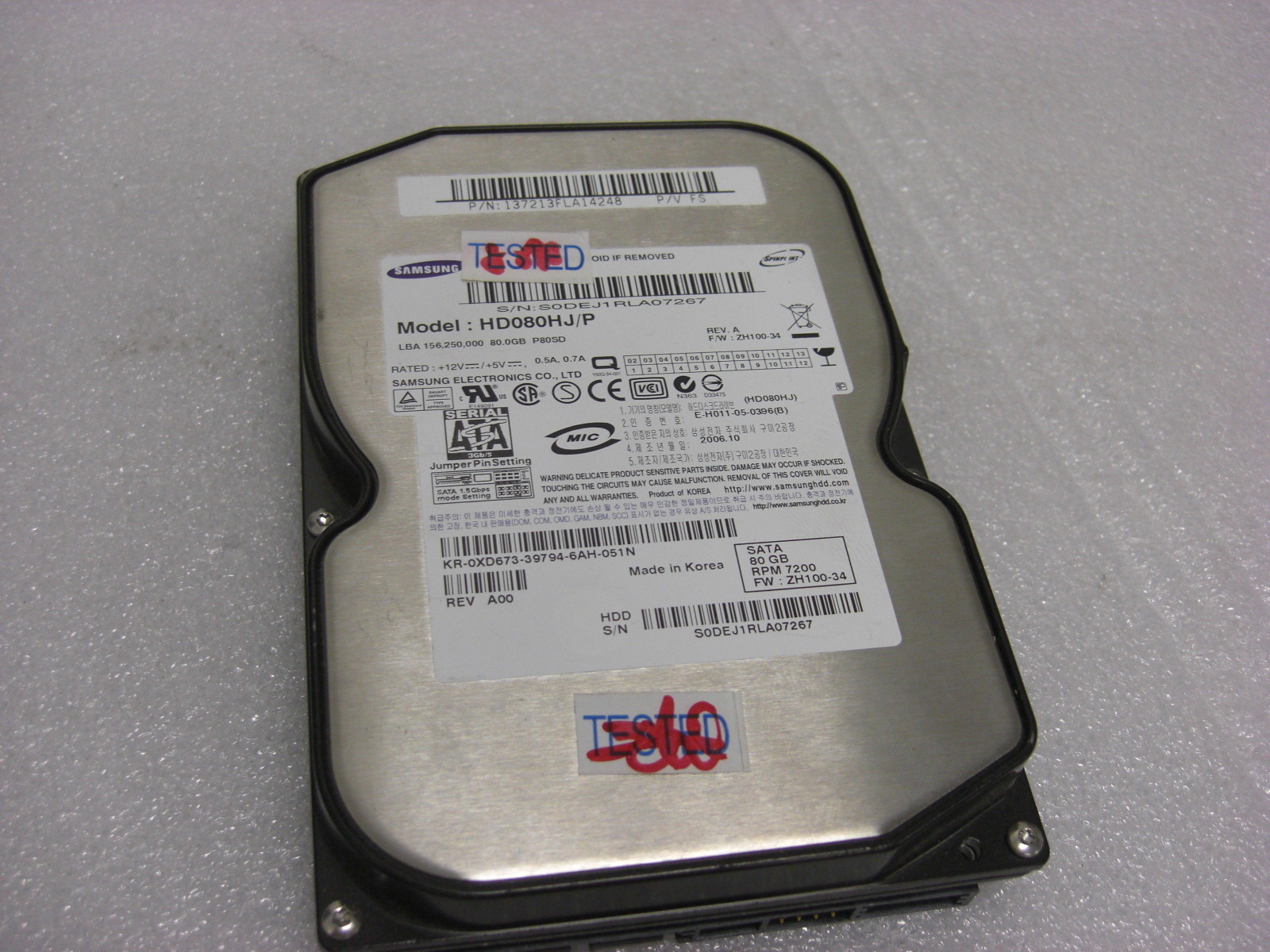 Samsung hd080hj/p Dell 0xd673 80gb sata hard drive