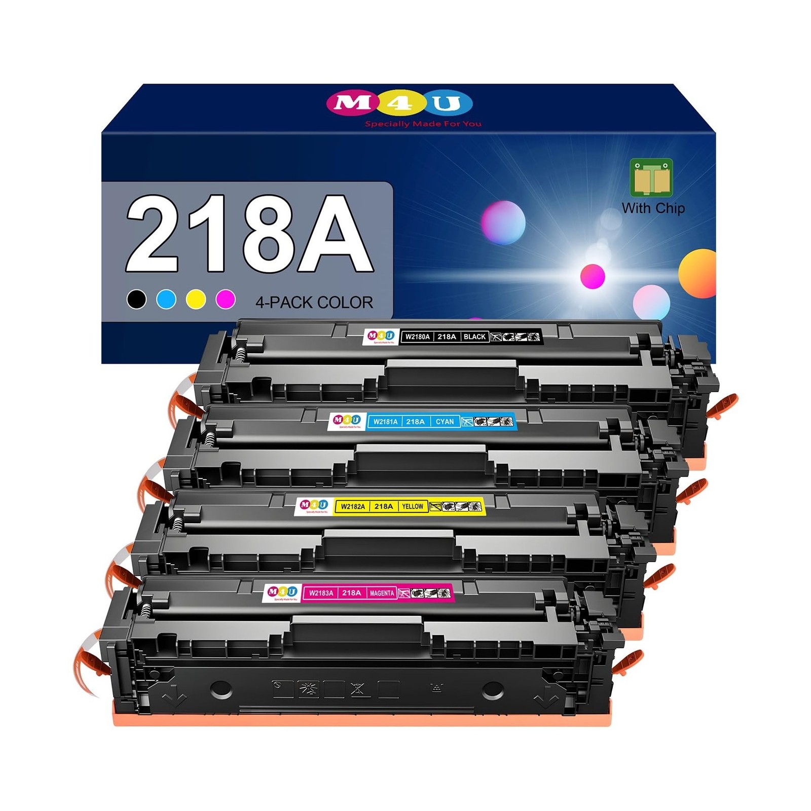 218A Toner Cartridges 4 Pack(with chip) Comaptible with 218A W2180A 218X W218...