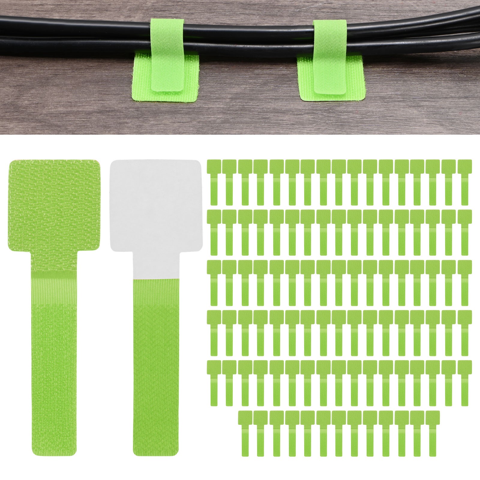 100-Pack Cable Clips, Adhesive Cord Organizers for Desk, Wire Holders [Green]