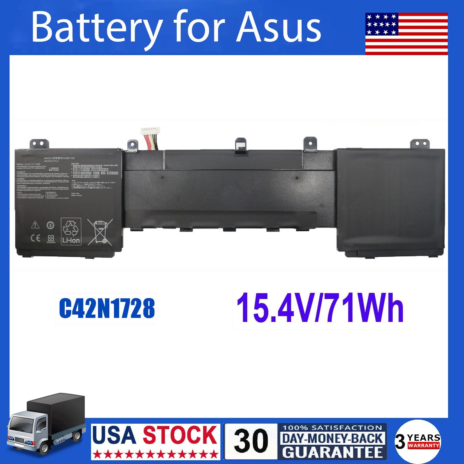 C42N1728 Battery 71Wh For Asus Zenbook Pro 15 UX550G UX550GD UX550GE UX550GEX US
