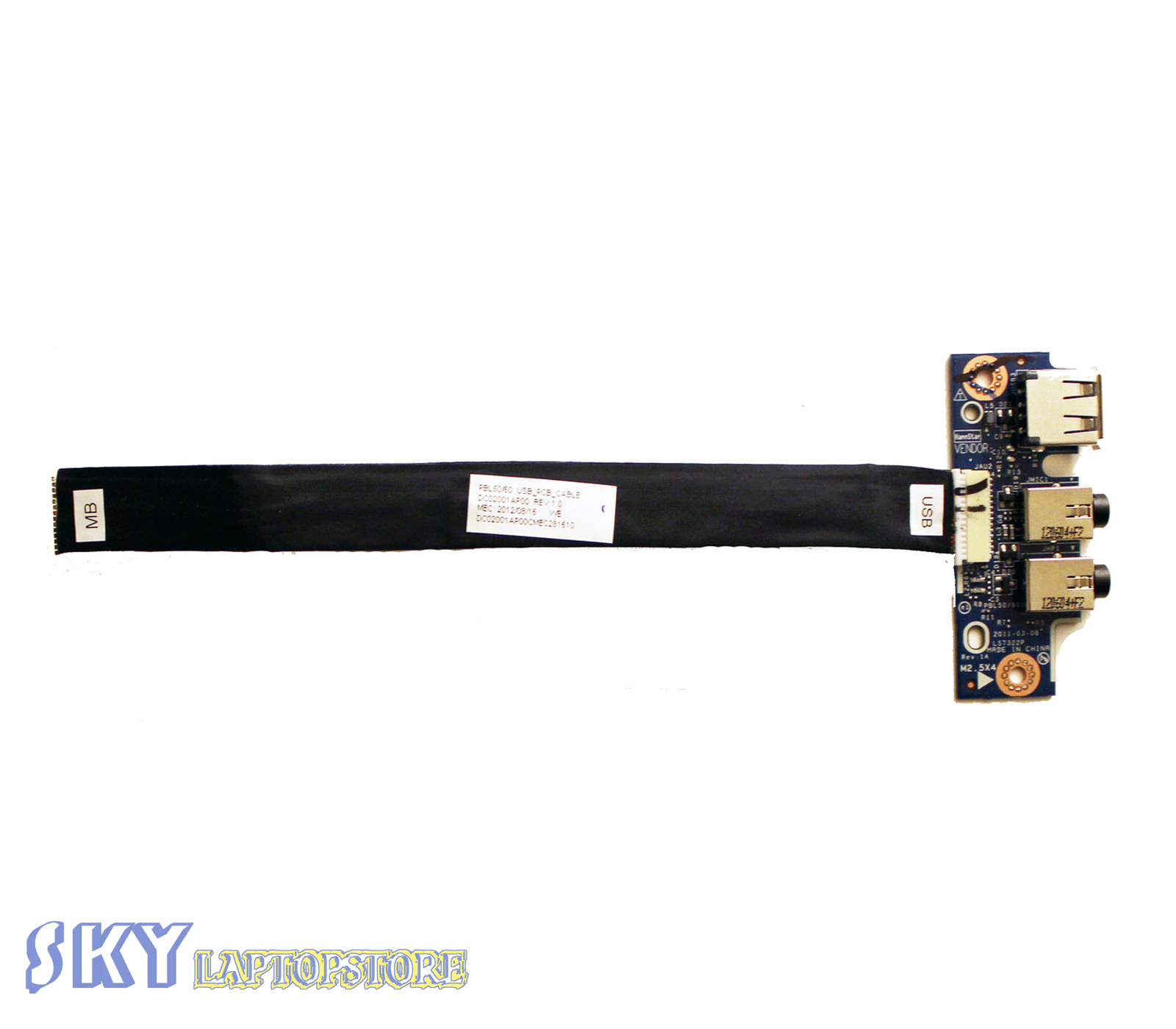 NEW Asus K53U A53U K53TA USB Dual Audio Ports Board w Ribbon LS7322P DC02001AP00