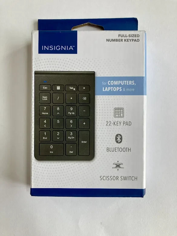 Insignia Bluetooth 22-Key Number Full Size Keypad Scissor Switch Black (NEW)
