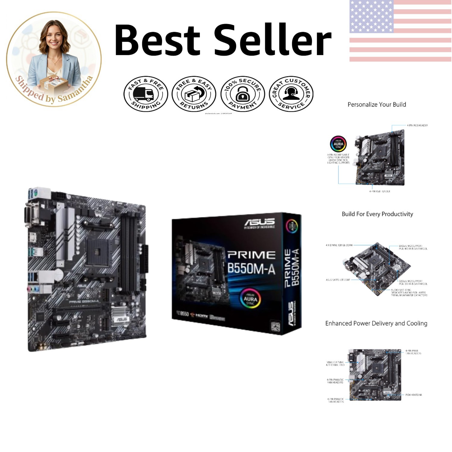 High-Performance Micro ATX Motherboard with 128GB DDR4 & RGB Header Support