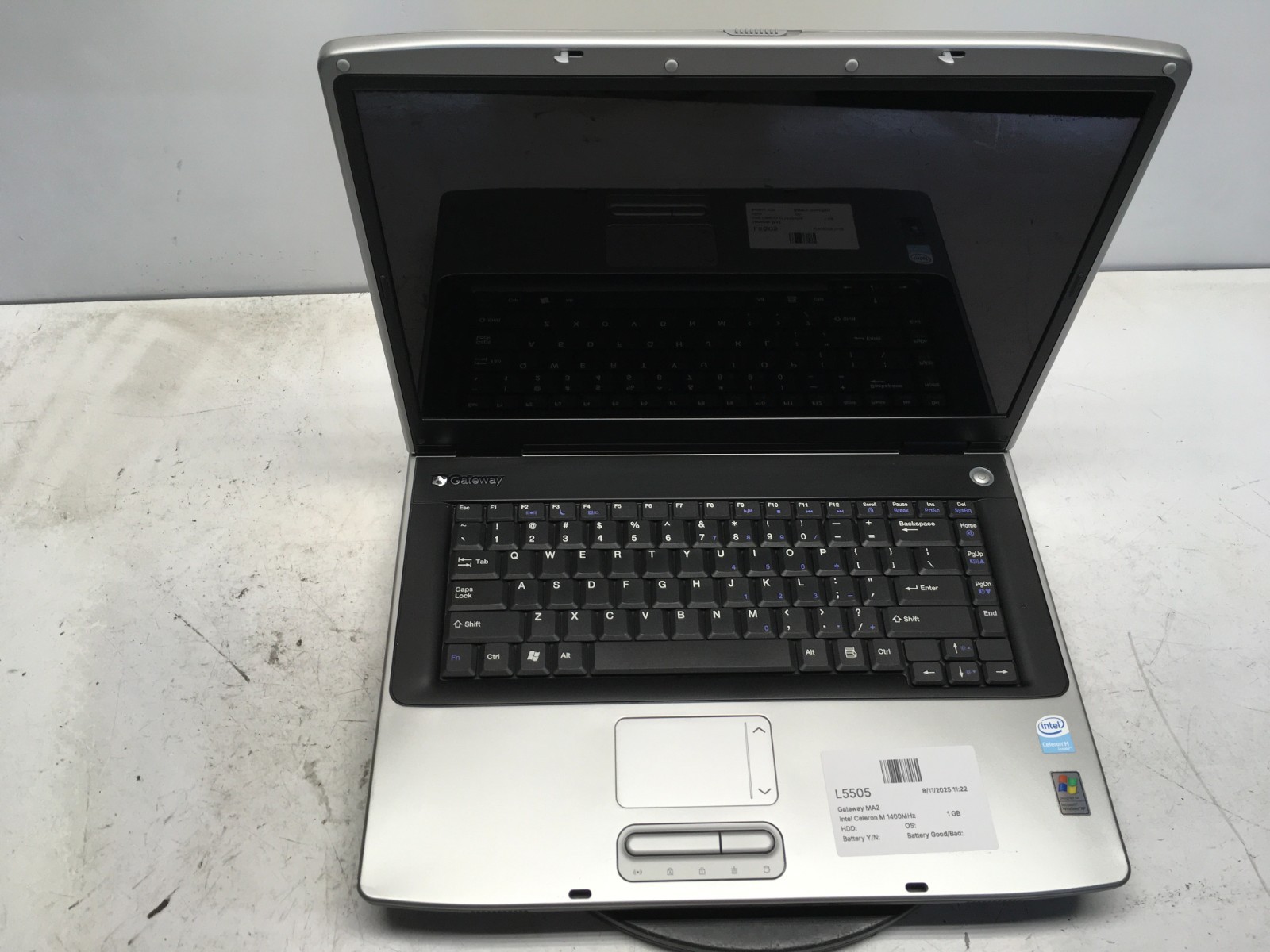 Gateway MA2 Intel Celeron M 1400MHz 1 GB NO HDD No Batt