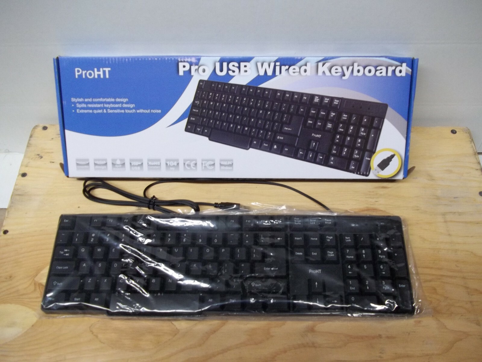 ProHT Pro USB wired keyboard & mouse Spill resistant extreme quiet& sensitive to