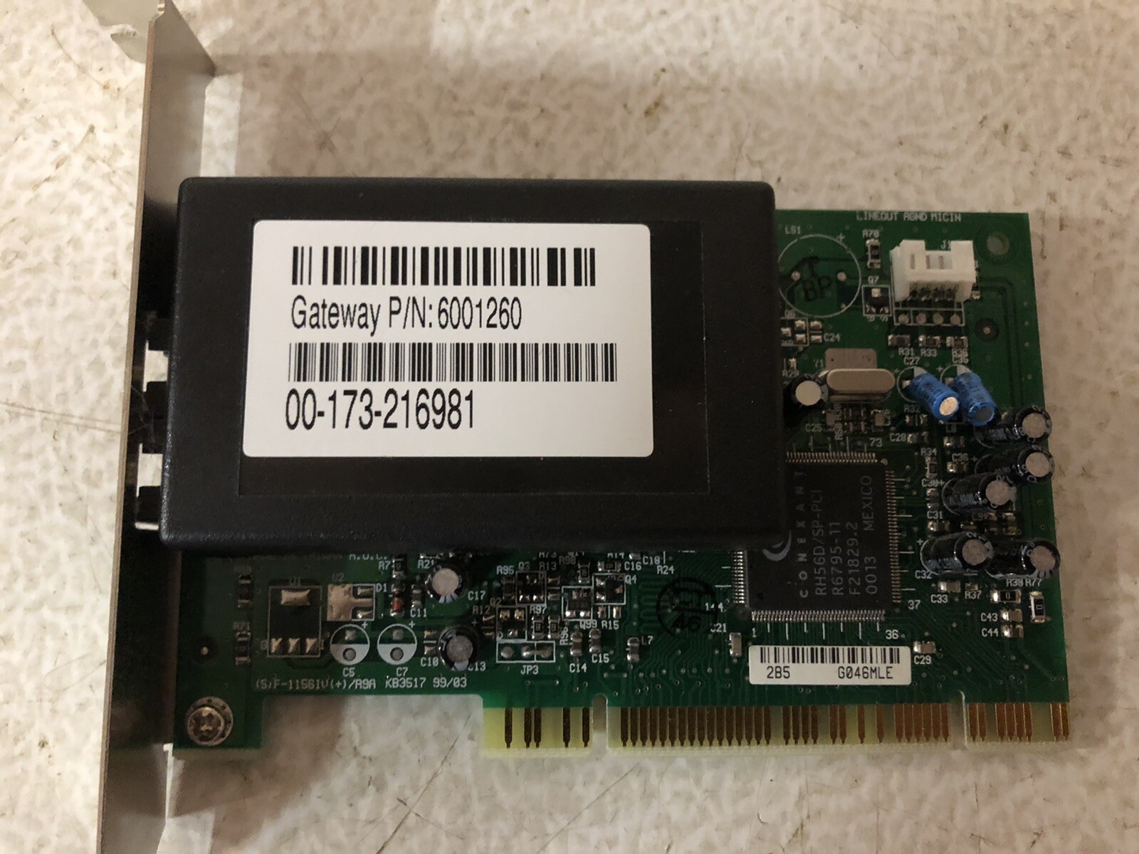 Gateway P/N 6001260 SF-1156IV/R9A Dialup Fax Modem-Used, Ships Free, 30 Day Warr