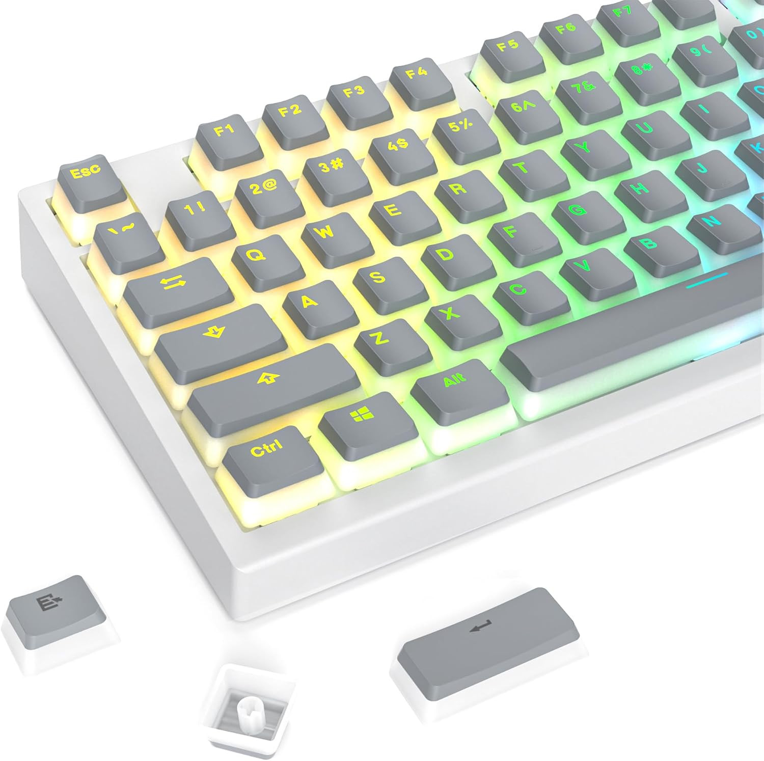 117-Key Grey Pudding Keycaps, OEM Profile PBT Anti-Wear