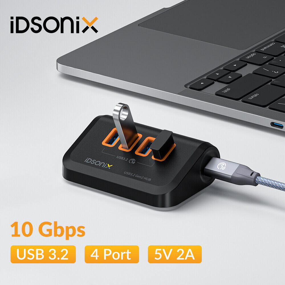 iDsonix 4 Ports USB C Hub USB 3.2 Gen 2 Portable USB 3.1 Hub Splitter 10Gbps