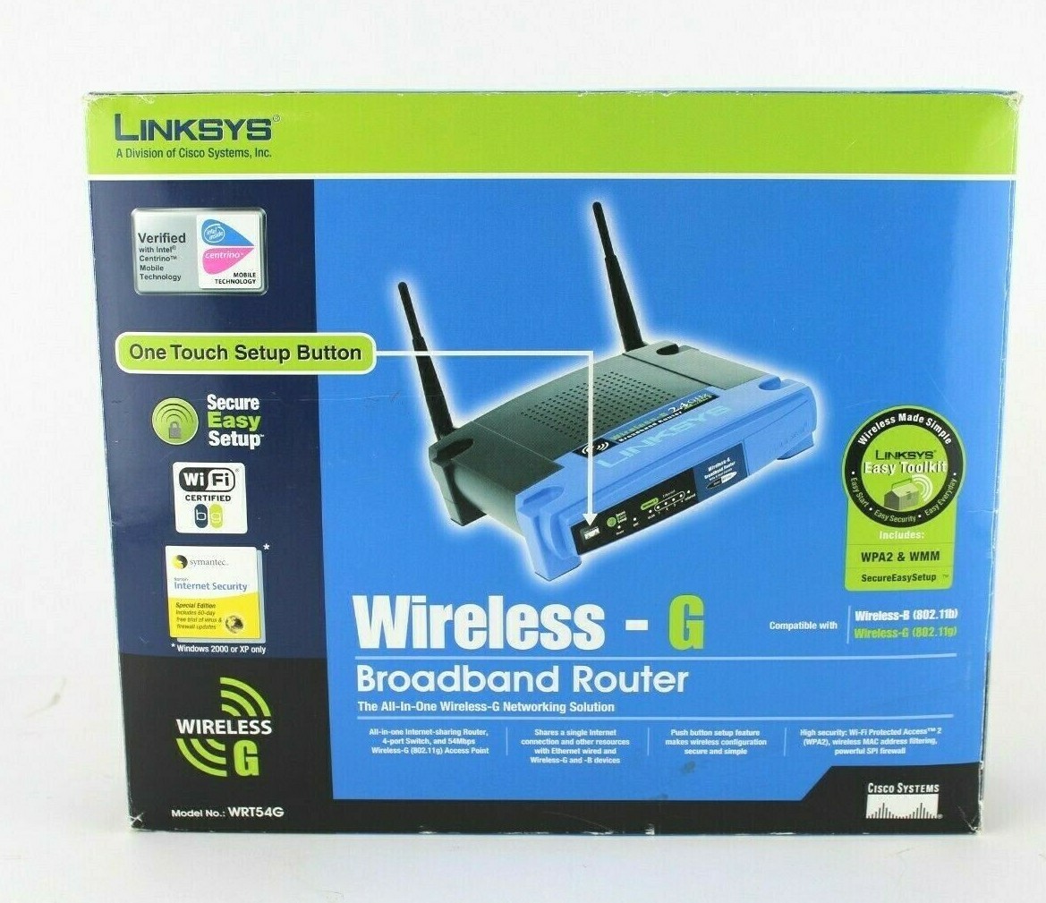 Linksys Wireless G Broadband Router WRT54G 19558 Cisco Systems 2.4Ghz Easy Setup