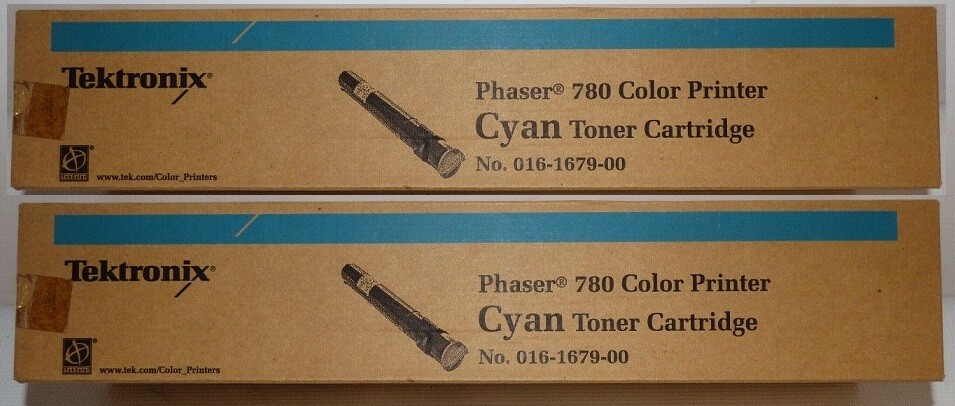 2 Sealed Tektronix 016-1679-00 Cyan Toner Cartridges Xerox Phaser 780