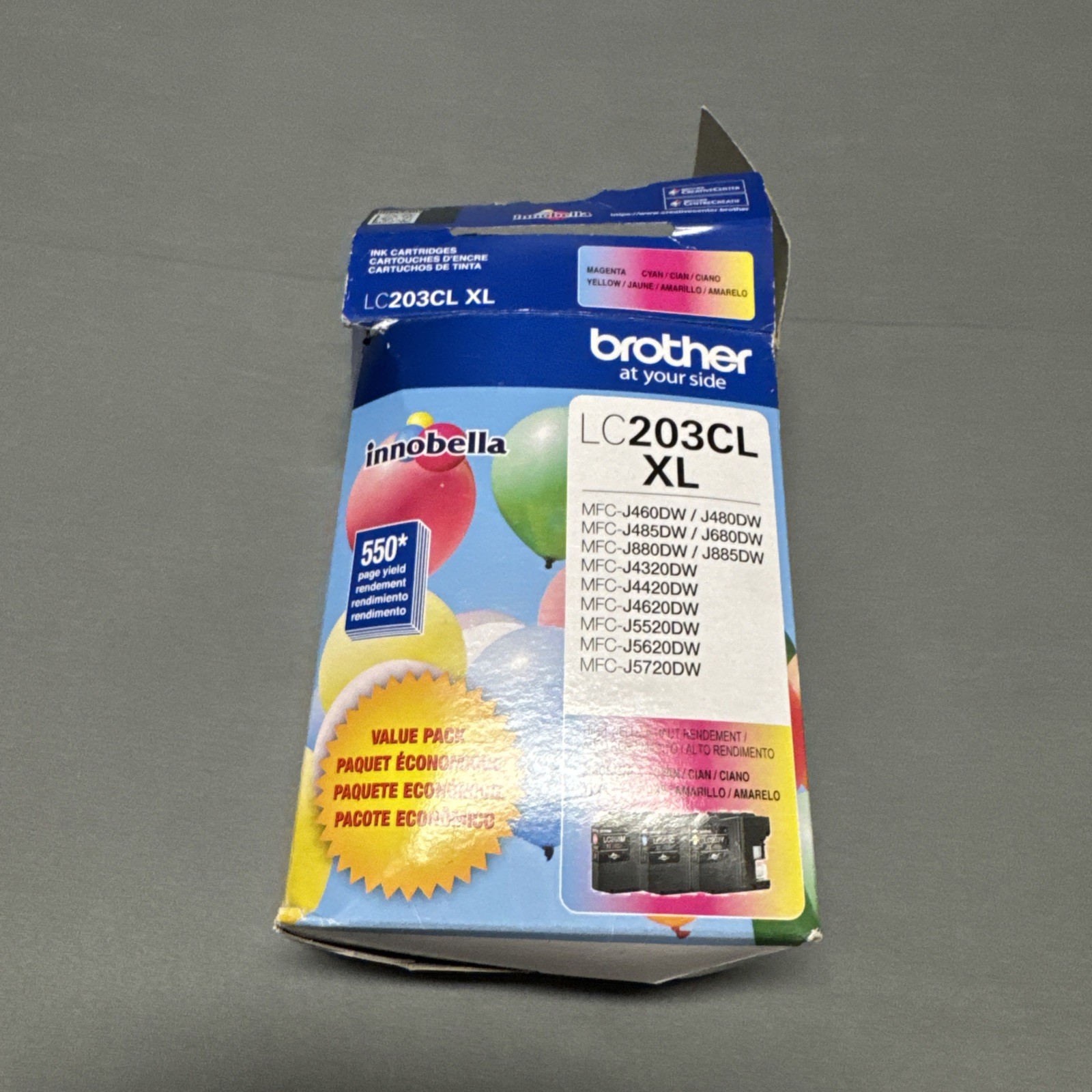 genuine  Brother LC203CL XL 3-Pk Color Ink Plus Black Cartridges New Open Box