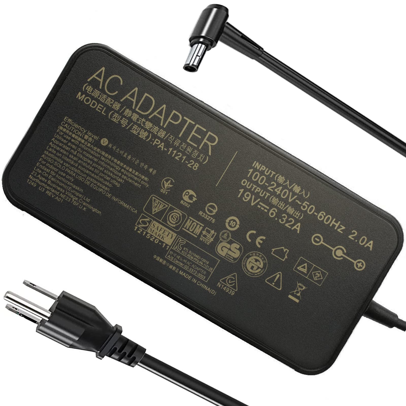 19V 6.32A 120W AC Charger Fit for Asus Rog GL752VW GL752VL GL752V GL752 GL753...