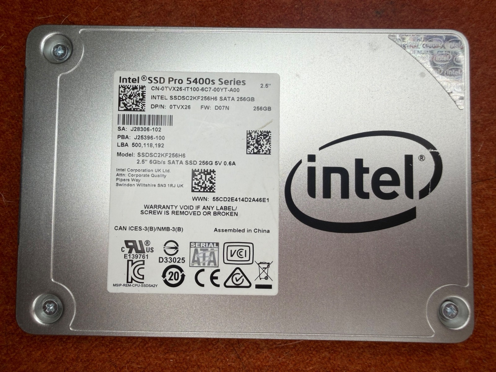 Intel SSD Pro 5400s Series 256GB 2.5in SATA Internal SSD SSDSC2KF256H6