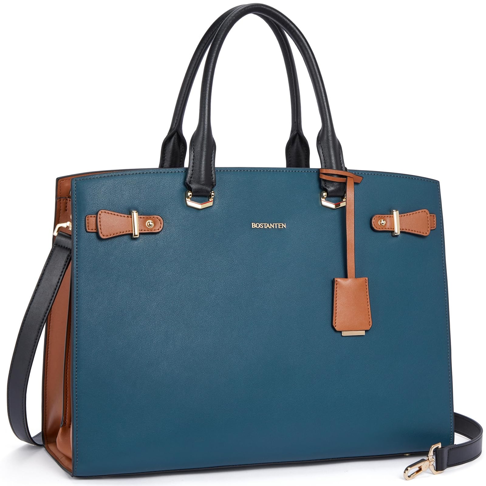 Briefcase for 15.6 Inch Genuine Leather Laptop Briefcase Shoulder Work Tote B...
