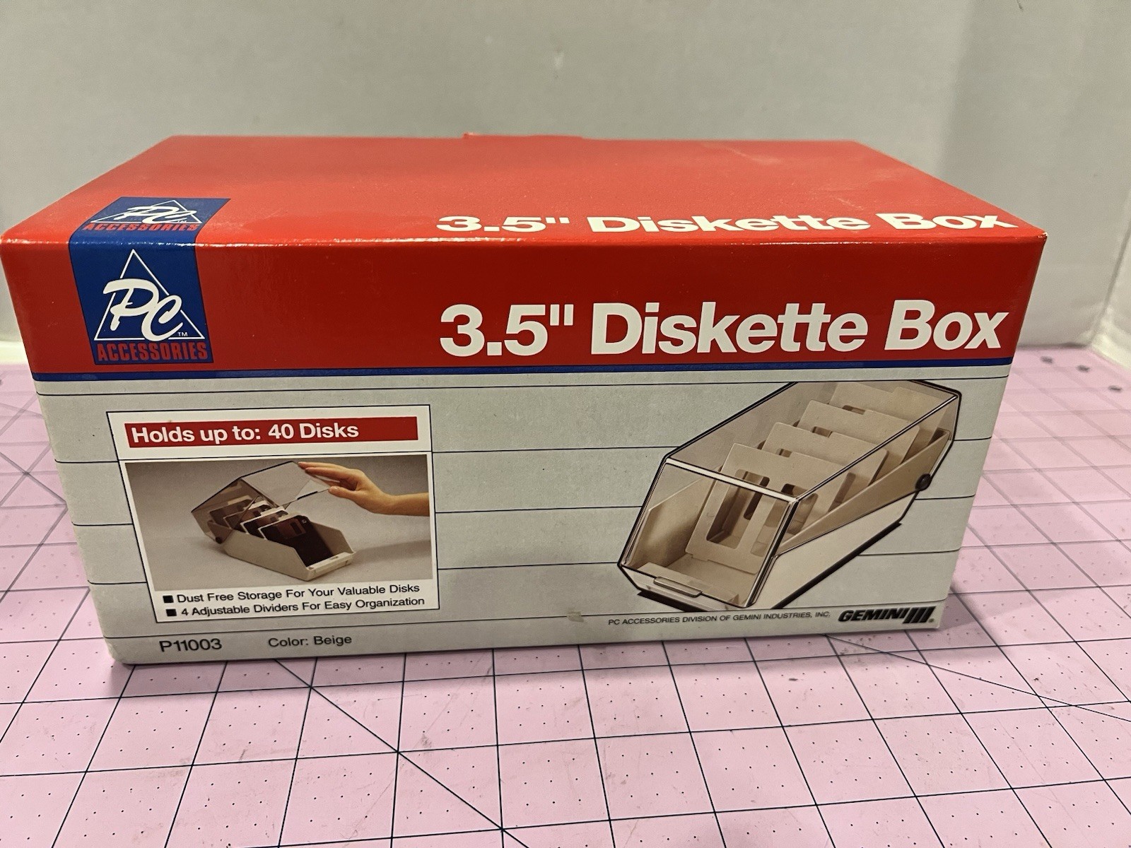 Gemini PC Accessories 3.5" 40 Diskette Storage Box NEW 1994 Vintage Old Stock