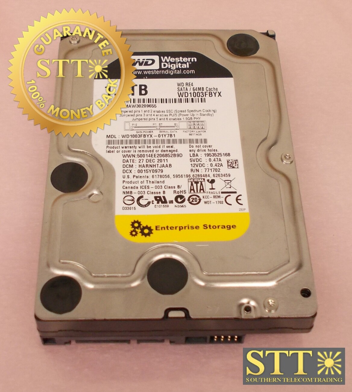 WD1003FBYX WESTERN DIGITAL RE4 1TB SATA 3.0Gb/s 7200 RPM 64MB CACHE 3.5" HD