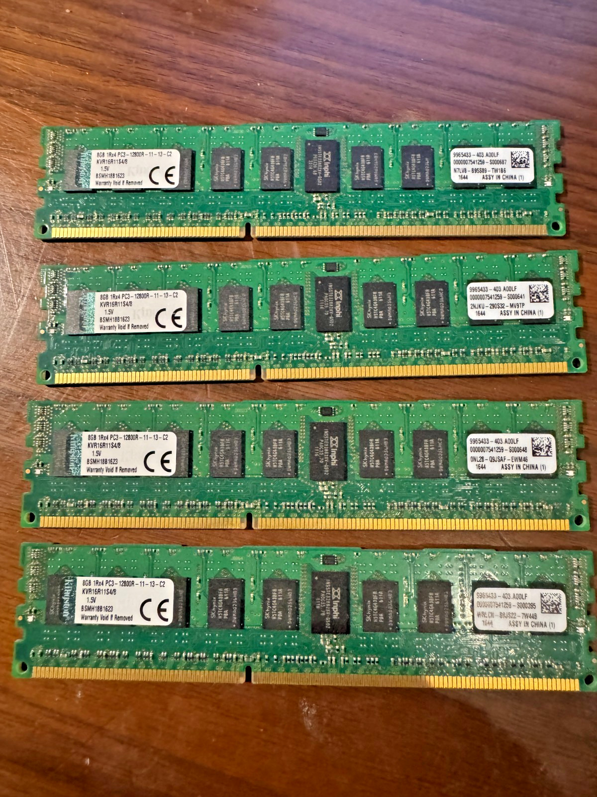 Kingston 8GB 1Rx4 PC3-12800R-11-12-C2 ECC REG Server Memory KVR16R11S4/8I Tested
