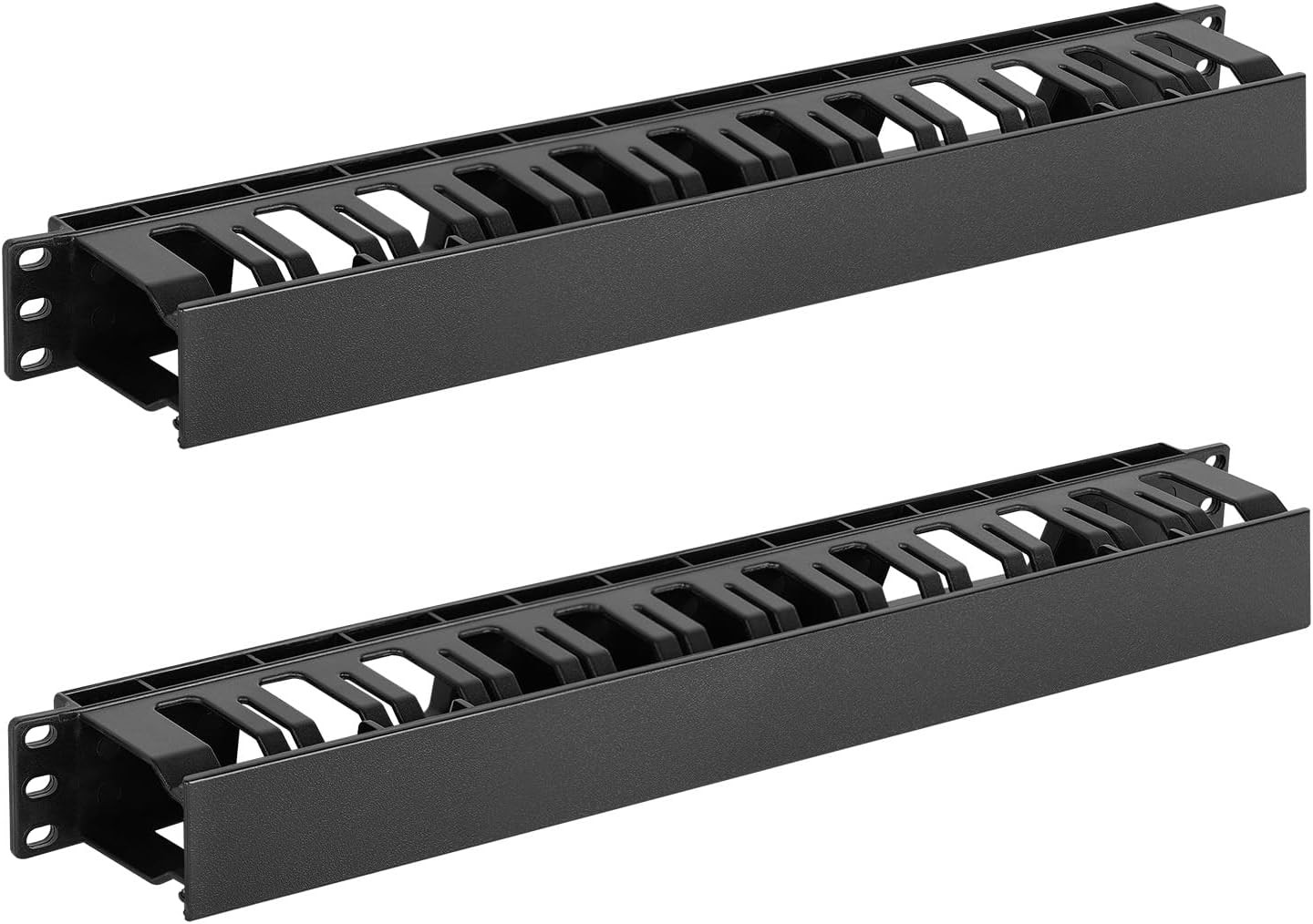 2 Pack 1U Server Rack Horizontal Cable Management with Cover,2.6“ Depth