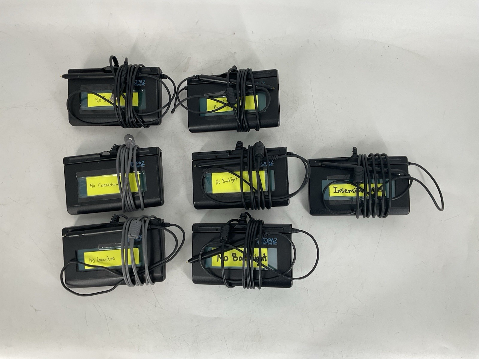 LOT OF 7 Topaz Signature Terminal Pad T-LBK462-BSB-R Portable w/ Stylus *Read
