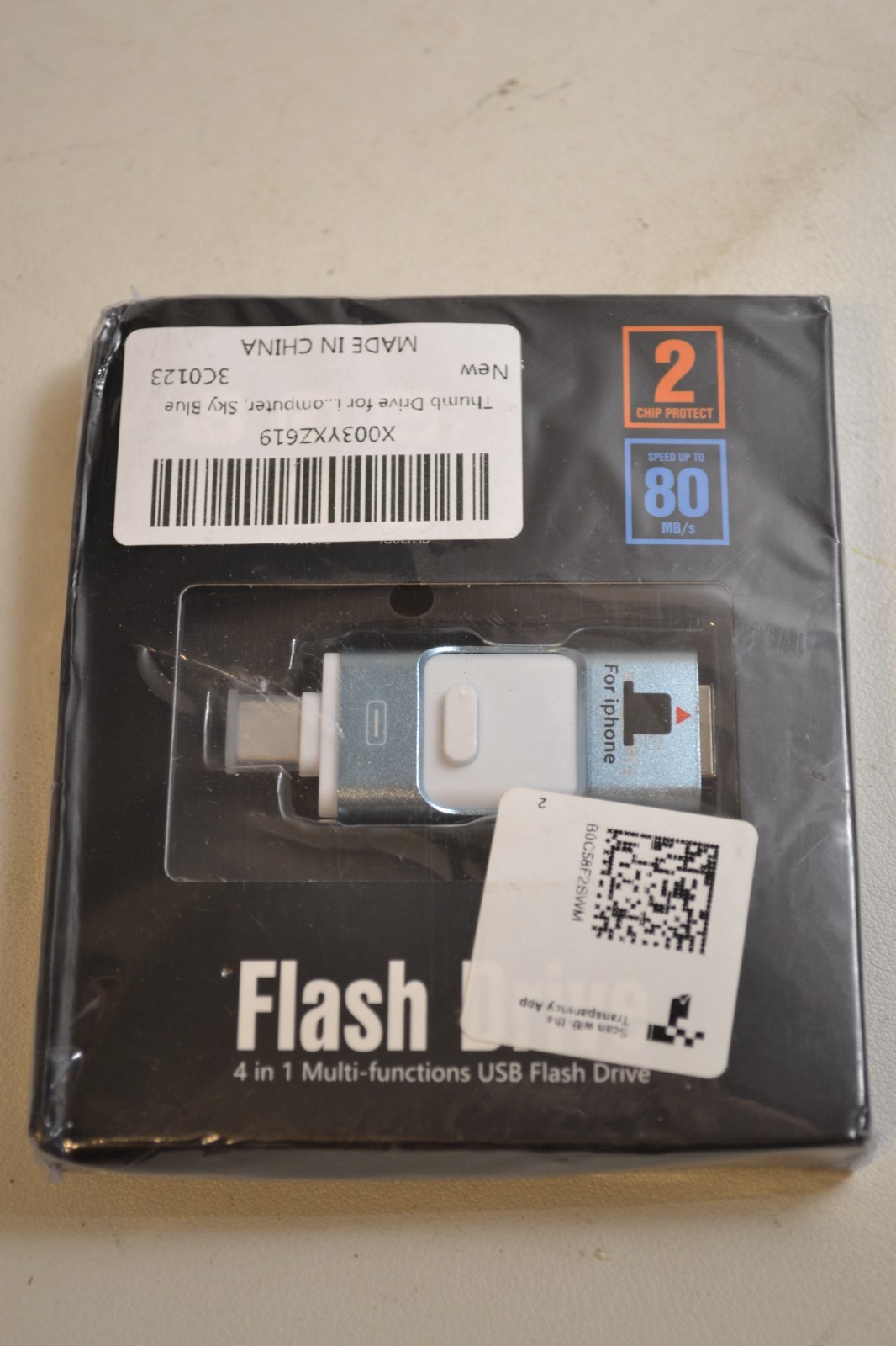 Flash Drive 4 in 1 Multi-Functions USB Flash Drive 80mb/s (sky blue)