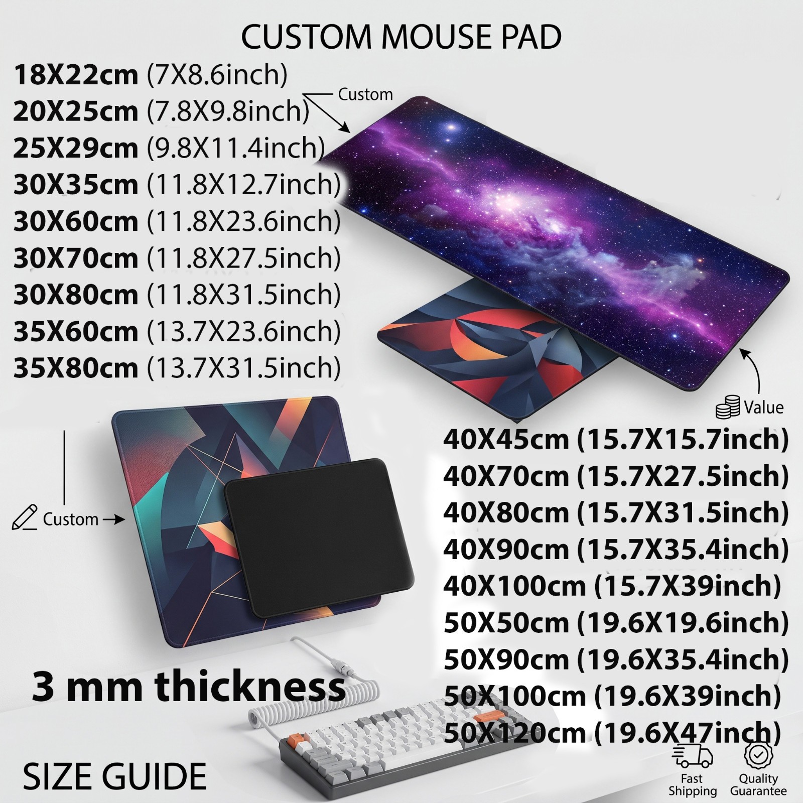 Custom Mouse Pad Personalized Your Photo Logo Gaming Desk Mat XXL Any Size