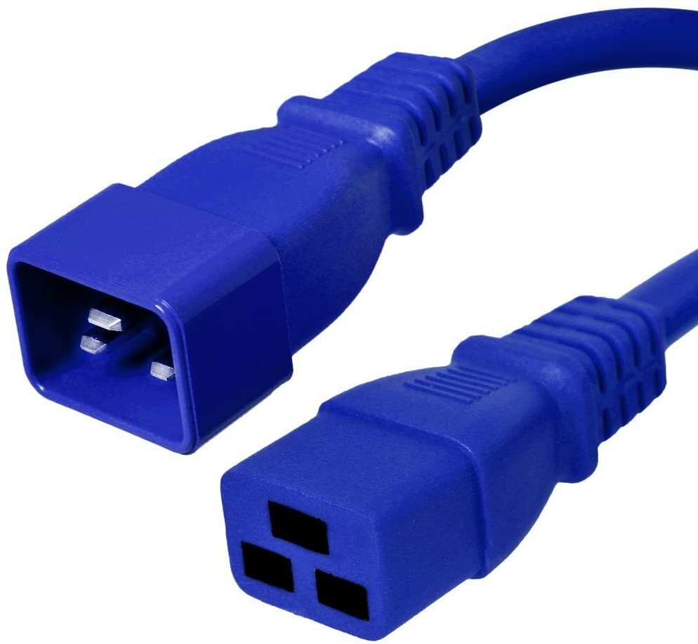 5 PACK LOT 1ft IEC C20 - C19 Blue Power Cord 12AWG 20A/2500W 100-250V 0.3M