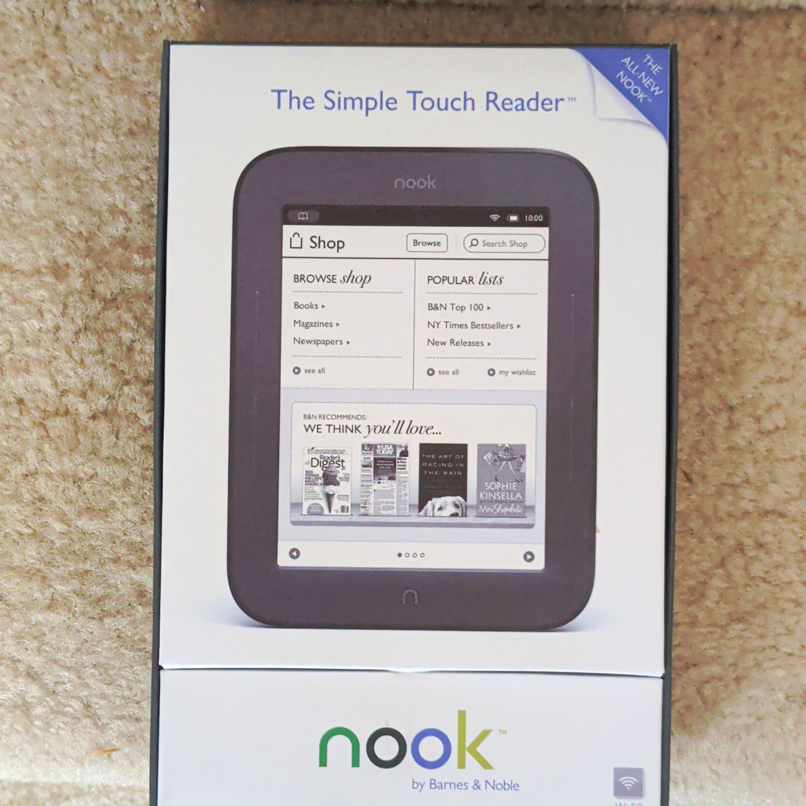 Barnes & Noble Nook Simple Touch 6in 2GB Wi‑Fi Touchscreen eBook Reader Gray