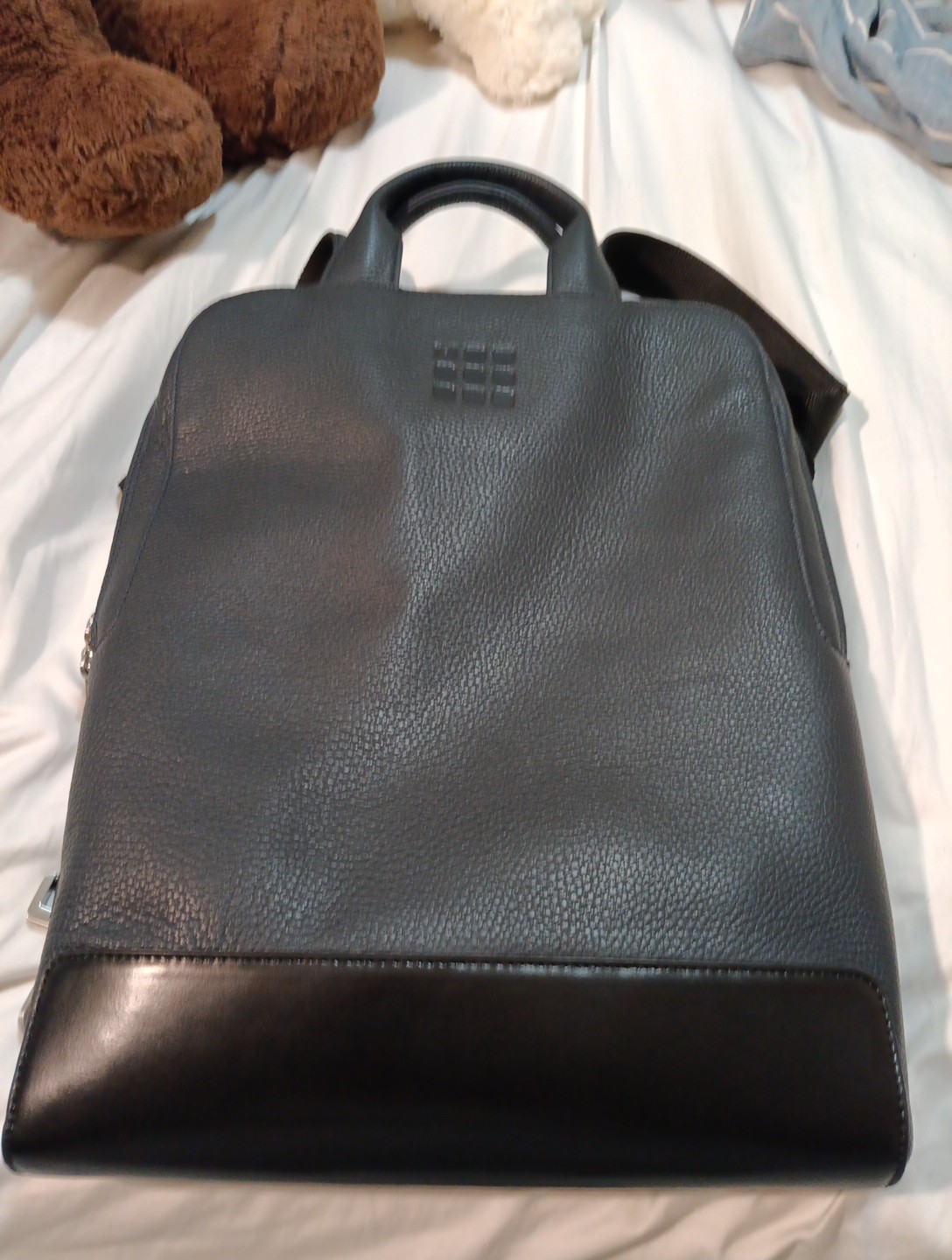 MOIESKINE CLASIC LEATHER VERDICAL DEVICE BACK PACK 15"LAPTOP BAG New Dark Blue