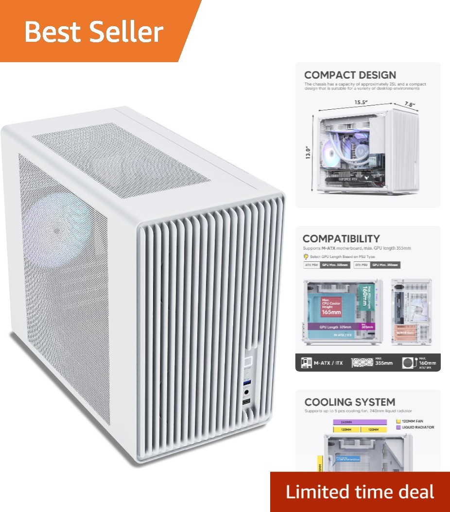 M06 White Micro-ATX/Mini-ITX Mid Tower Gaming PC Case