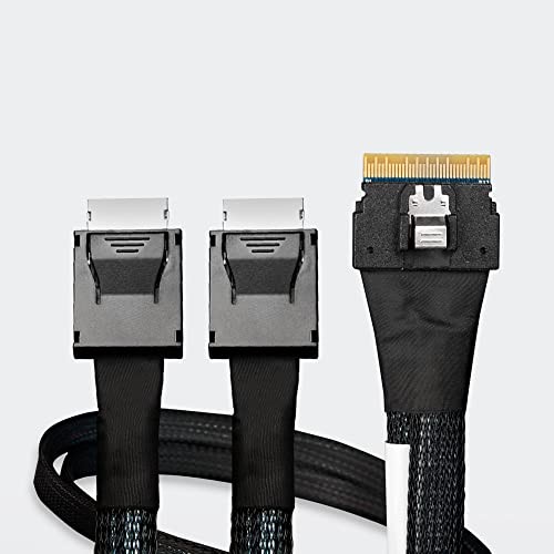 Icy Dock SlimSAS 8i SFF-8654 to 2x OCuLink 4i SFF-8611 Cable - 0.5M (mb206l-b)