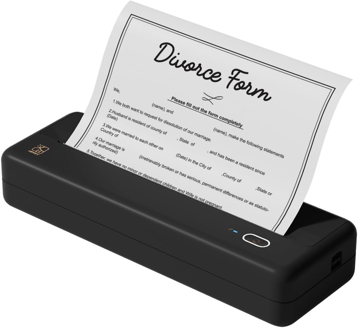 HPRT Bluetooth Thermal Printer A4 Portable Printers Wireless for Travel Inkless