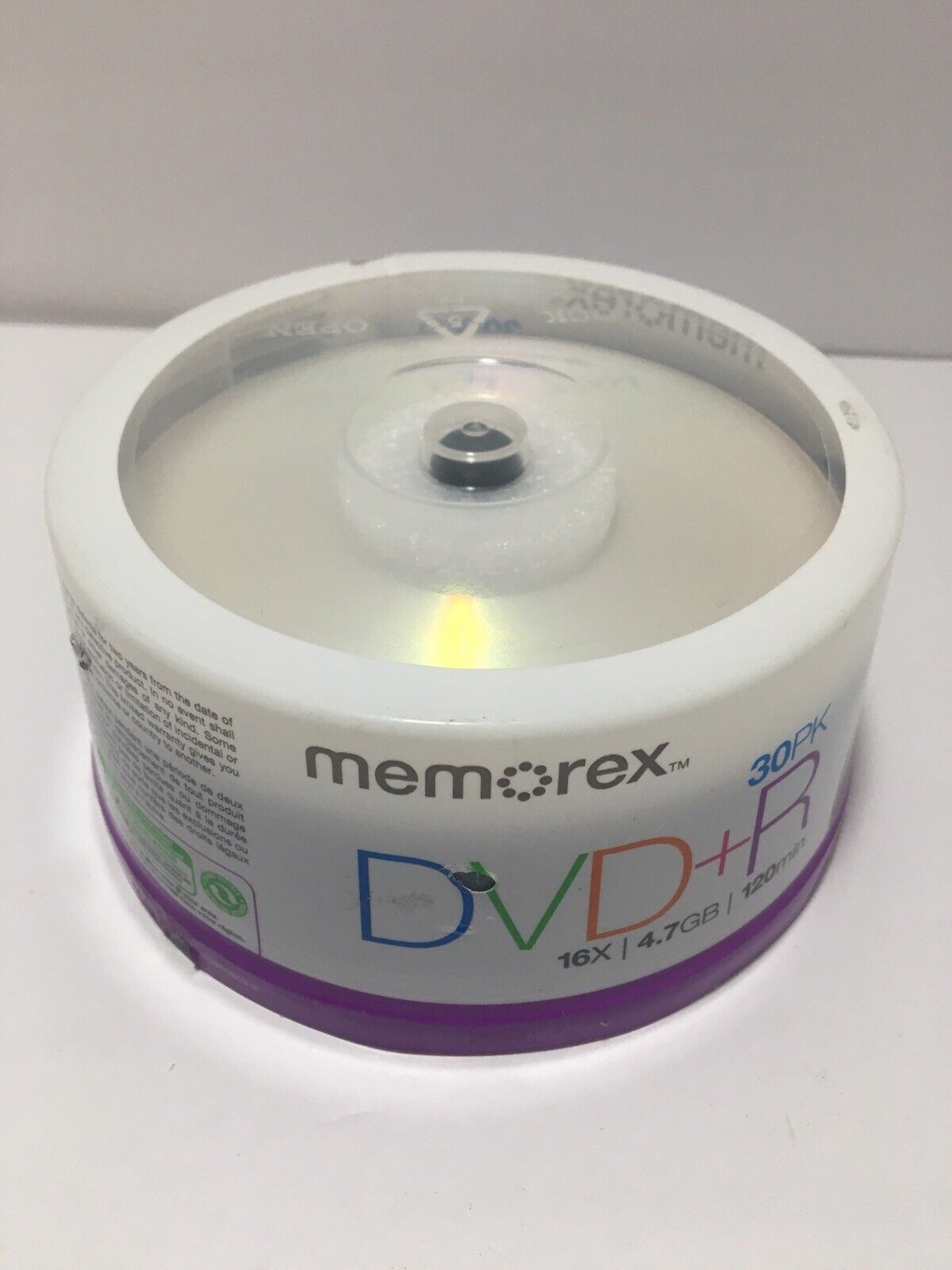Memorex DVD-R 30Pk 16x4.7GB 120Min Brand New Factory Sealed