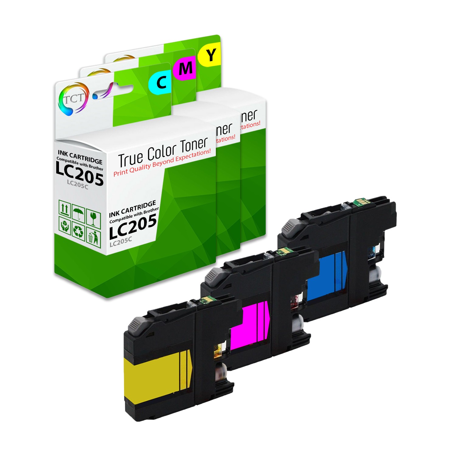 3Pk TCT LC205 LC205C LC205M LC205Y HY For Brother MFC-J4320DW J4620DW Comp Ink