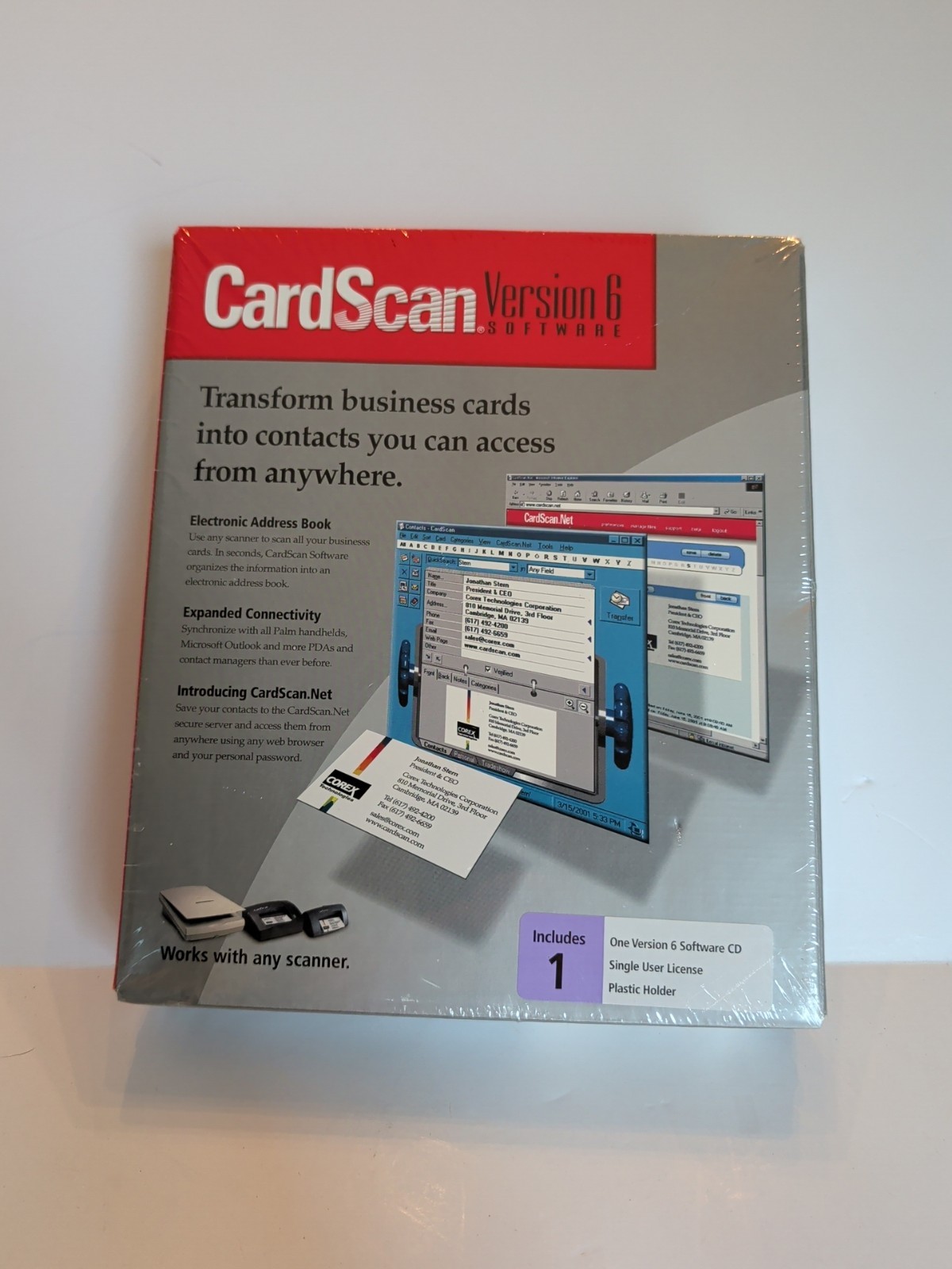 CardScan Version 6 Software NEW SEALED 2001 Corex Technologies Business Contacts