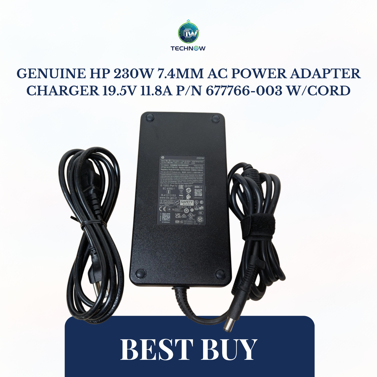 Genuine HP 230W 7.4mm AC Power Adapter Charger 19.5V 11.8A P/N 677766-003 w/Cord