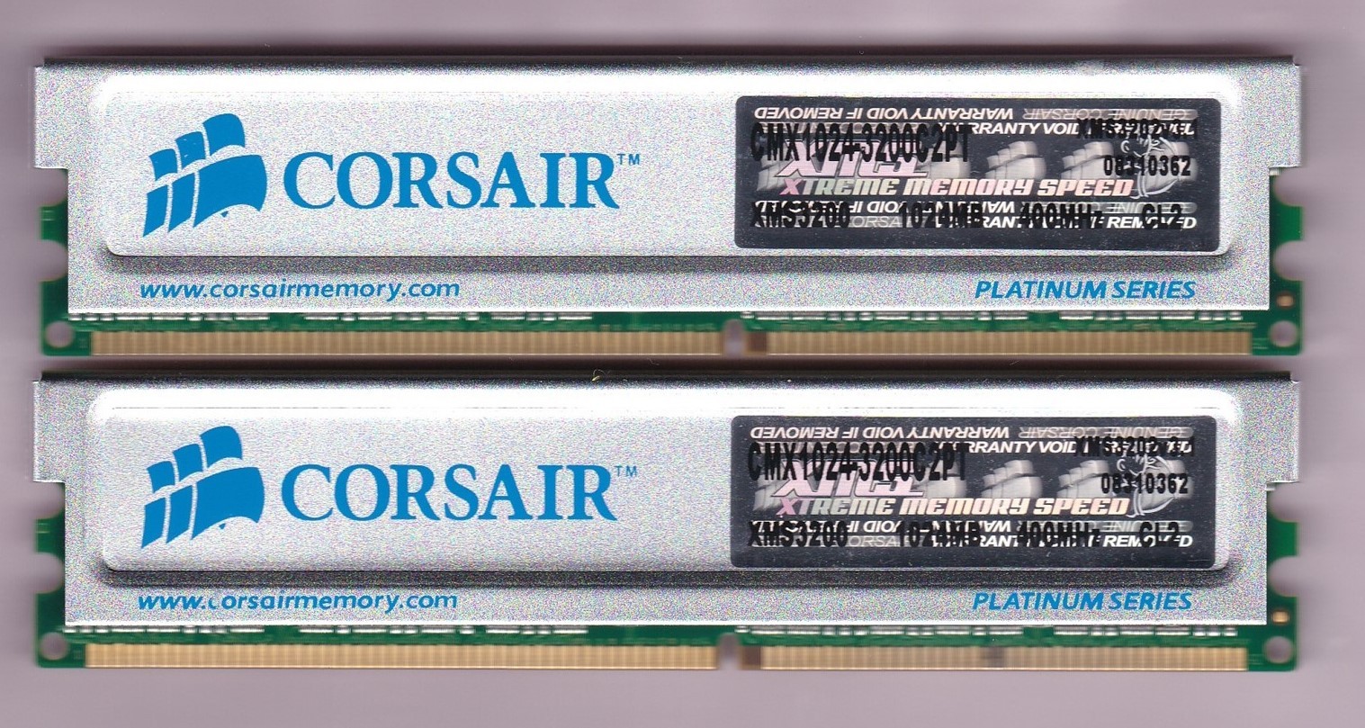 2GB 2x1GB PC3200 DDR-400 CORSAIR XMS PLATINUM Memory Kit CMX1024-3200C2PT DDR1