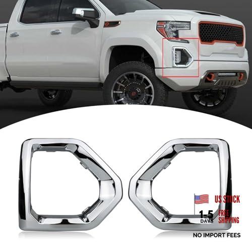 1 Pair Front Fog Light Bezel Cover Exterior Trim Replacement Compatible Chrome