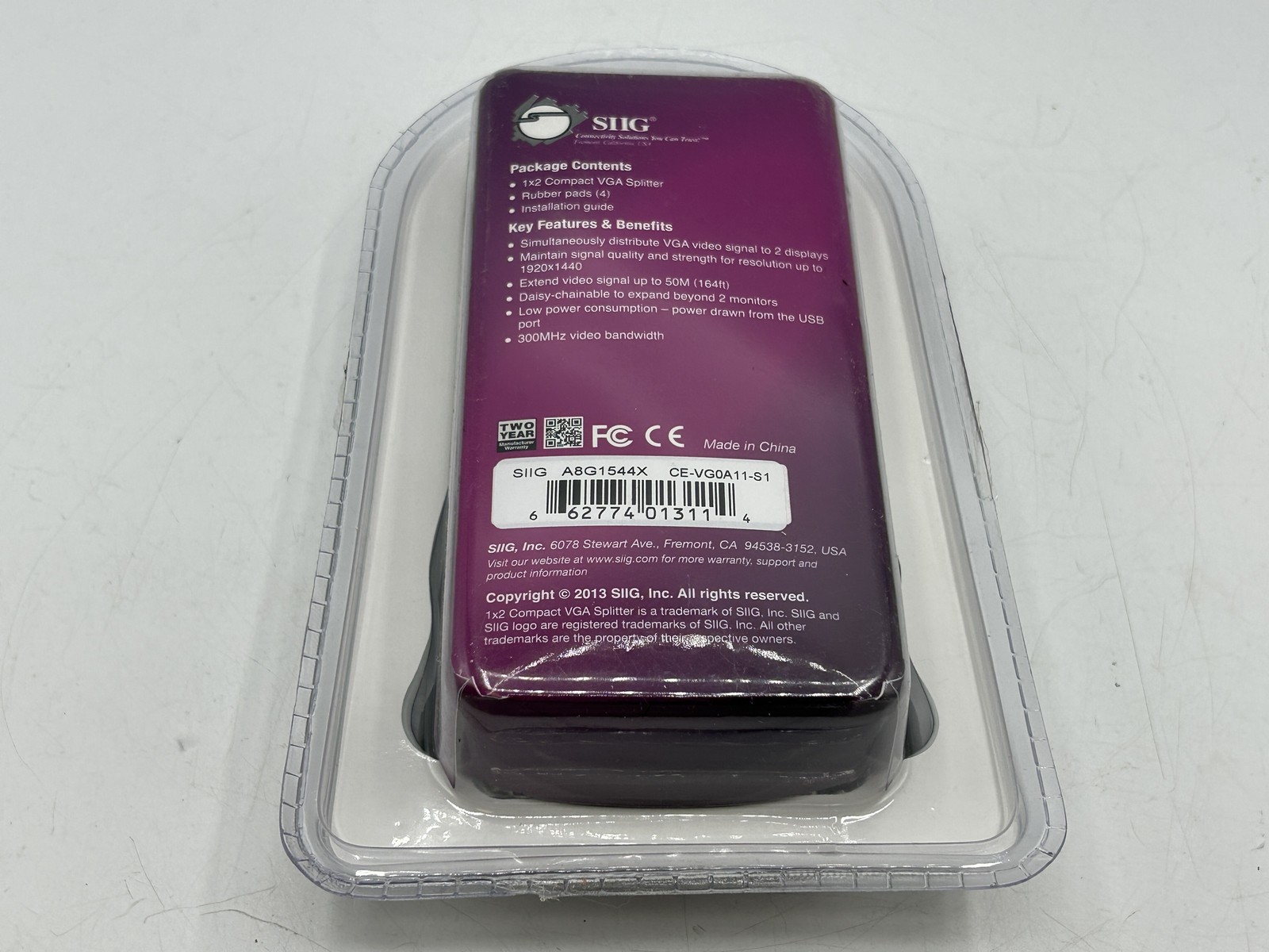 NEW SEALED SIIG (CE-VG0A11-S1) COMPACT VGA SPLITTER Network Device - FREE S/H