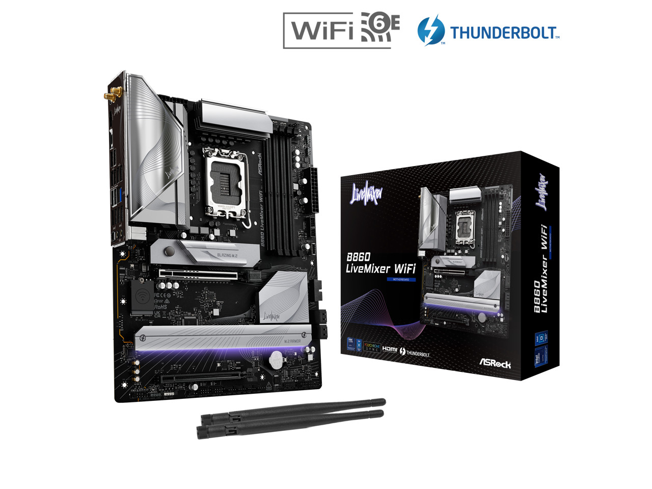 ASRock B860 LiveMixer WiFi LGA 1851 Intel B860 SATA 6Gb/s DDR5 Intel Core Ultra