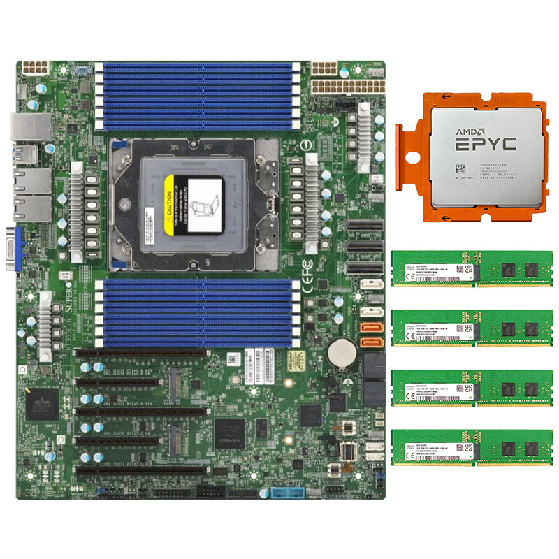 Supermicro H13SSL-N + AMD EPYC Genoa 9334 QS + 64GB (16GB *4) 1RX8 PC5-4800 DDR5