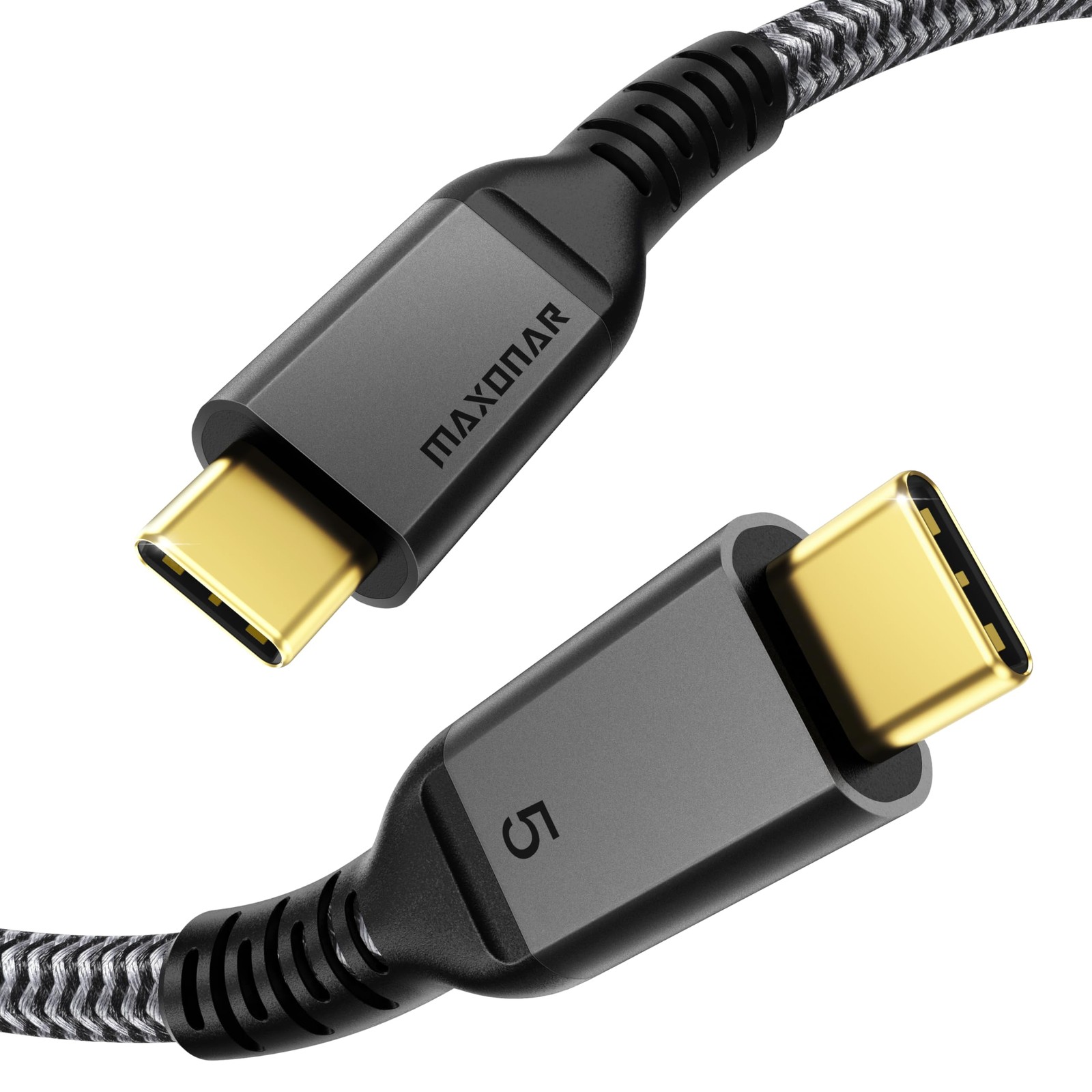 Maxonar 80Gbps Thunderbolt 5 Cable 4FT, 240W Charging, Dual 8K Display, 4FT 