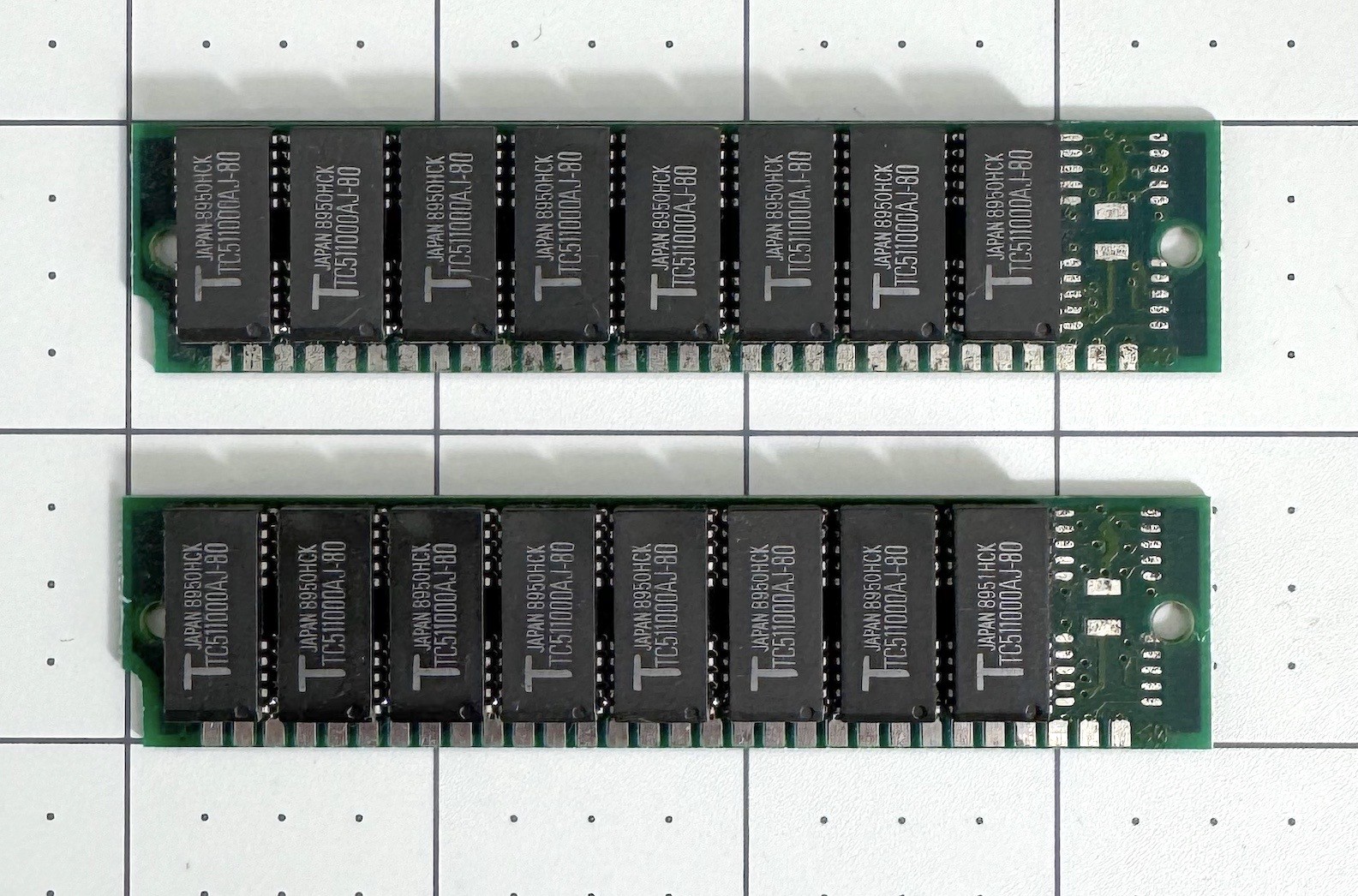 Lot of 2 Century 1MB 30 Pin SIMMs 80ns Toshiba TC511000AJ-80 Apple Macintosh SE
