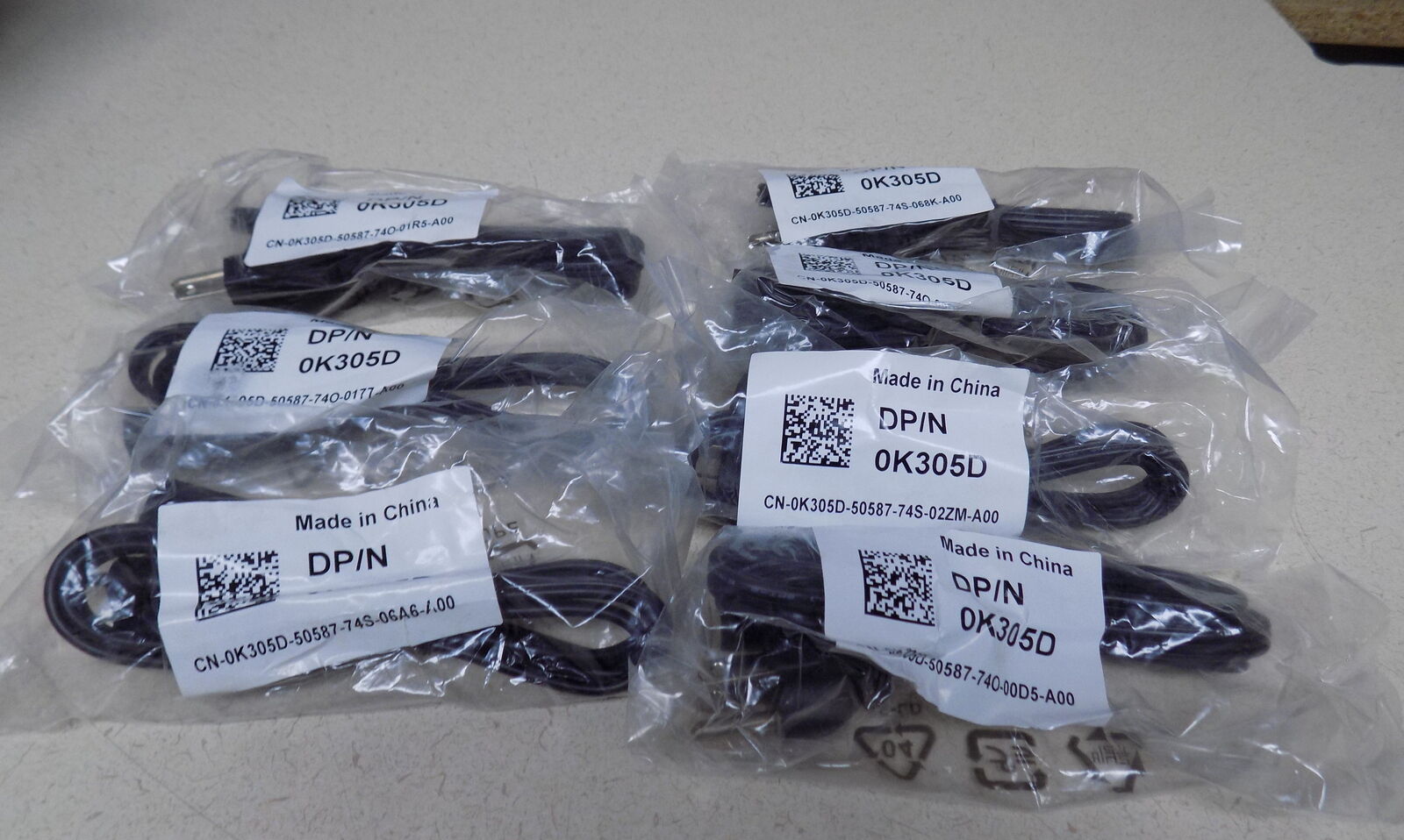 Lot of 7 - Dell DP/N 0K305D Power Cords 125V 10A 3ft